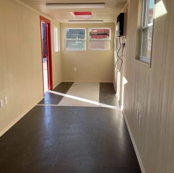 40FT Modified Shipping Container Office – 800 Sq Ft, Red, w/ Bathroom & Storage