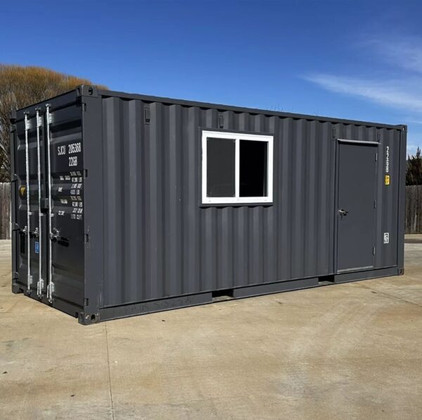 imgi_49_tc161 20 ft 20’ Slate Gray Shiplap 120V Shipping Container Office Minisplit